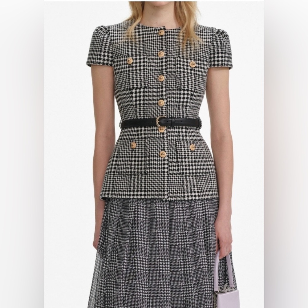 Self-Portrait Houndstooth Tailored Midi Dress - Picture 4 of 9